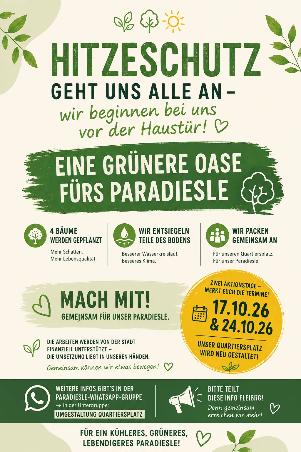 Mitmach-Aktion Hitzeschutzplan, Vorderseite