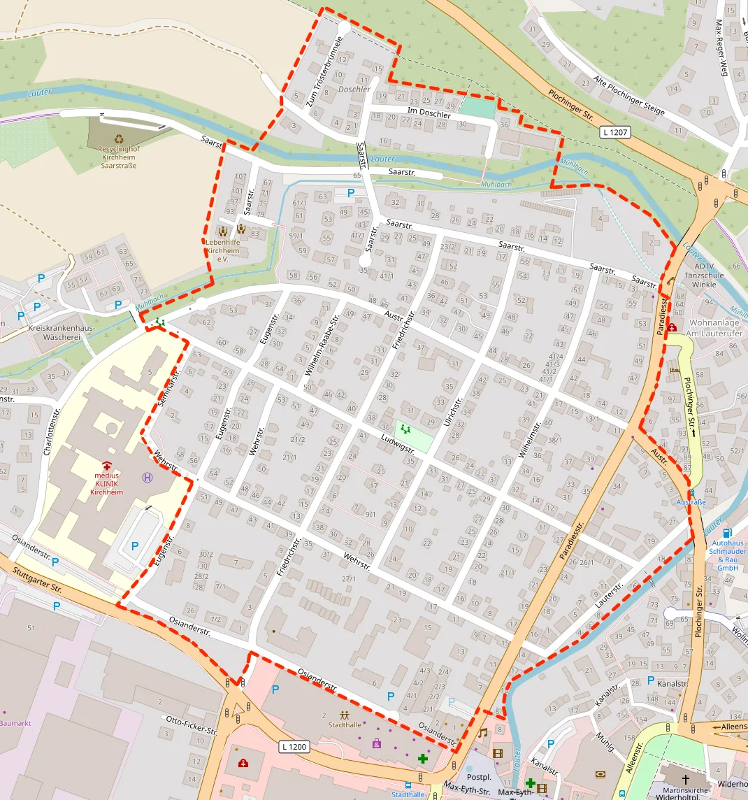 Lageplan des Quartiers Paradiesle